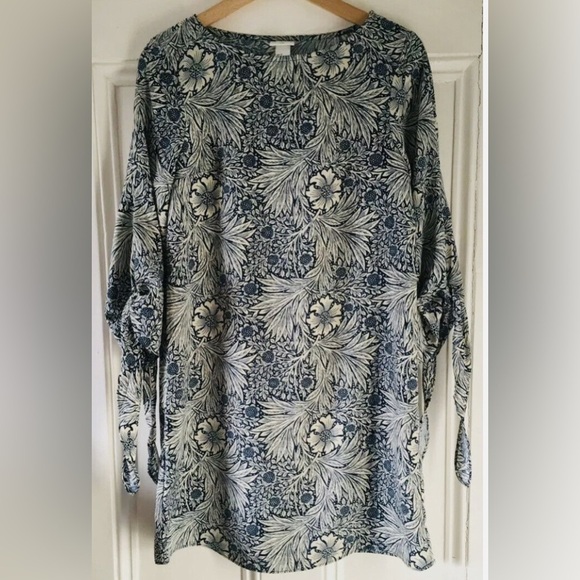 William Morris & Co X H&M Women's Blue Ivory Floral Print Tunic Dress size 8 EUC - Picture 8 of 8